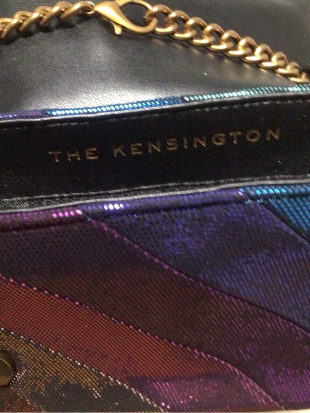 Kurt Geiger London Multicolor Metallic Chain Shoulder Bag with Gemstone Clasp - Picture 3 of 6